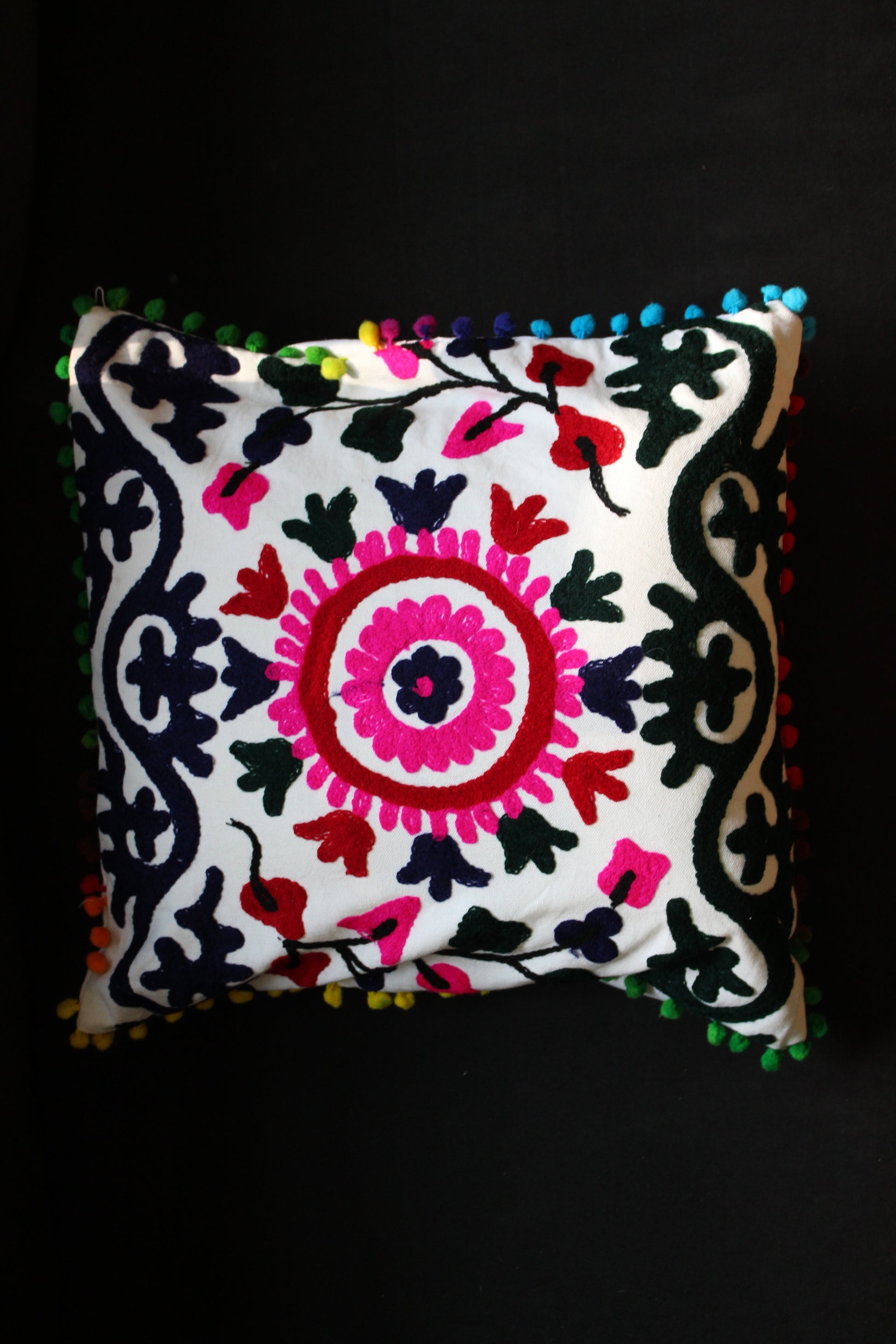 Suzani Embroidered Pillow Cases | Available in Many Patterns | Perfect Accent for Beds Couches or Chairs | Vibrant Hand Crafted Pillow Cases | Ethically Sourced | Outdoor Seating Pillow Cases - DharBazaar