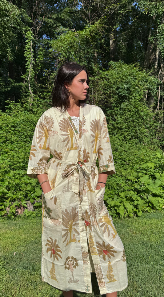 Hand-Block Print Robe | Autumn