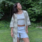Hand-Block Print Robe | Midnight Brush (Cream)