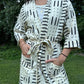 Hand-Block Print Robe | Midnight Brush (Cream)