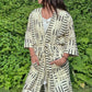 Hand-Block Print Robe | Midnight Brush (Cream)