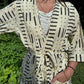 Hand-Block Print Robe | Midnight Brush (Cream)