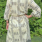 Hand-Block Print Robe | Midnight Brush (Cream)