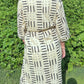 Hand-Block Print Robe | Midnight Brush (Cream)