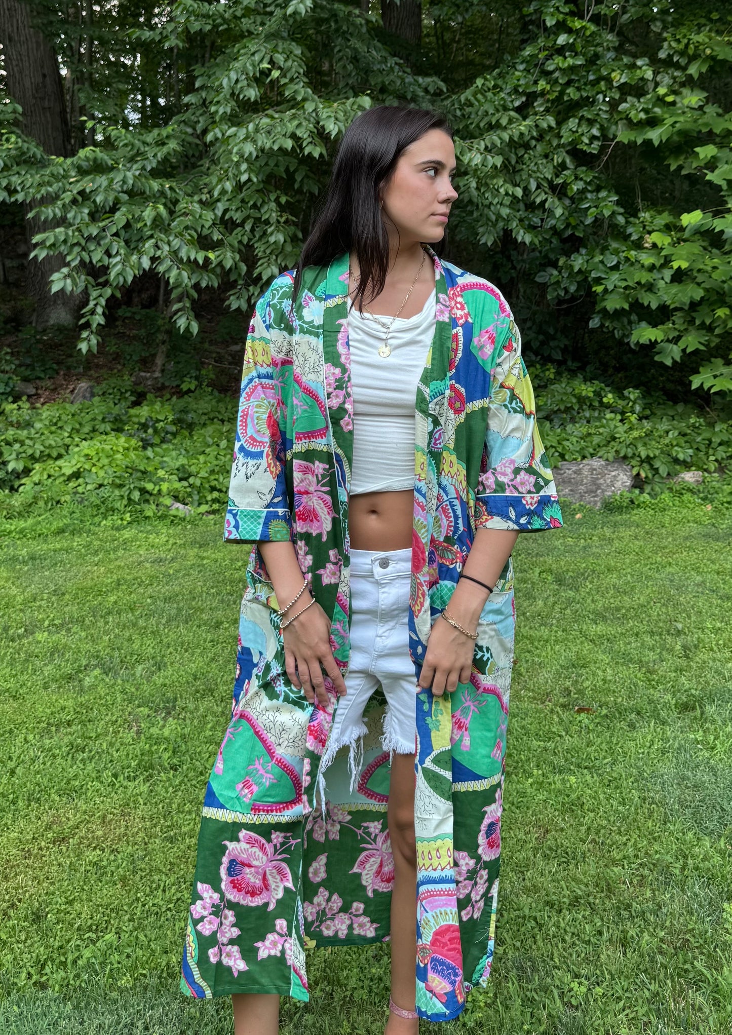 Hand-Block Print Robe | Garden Fusion