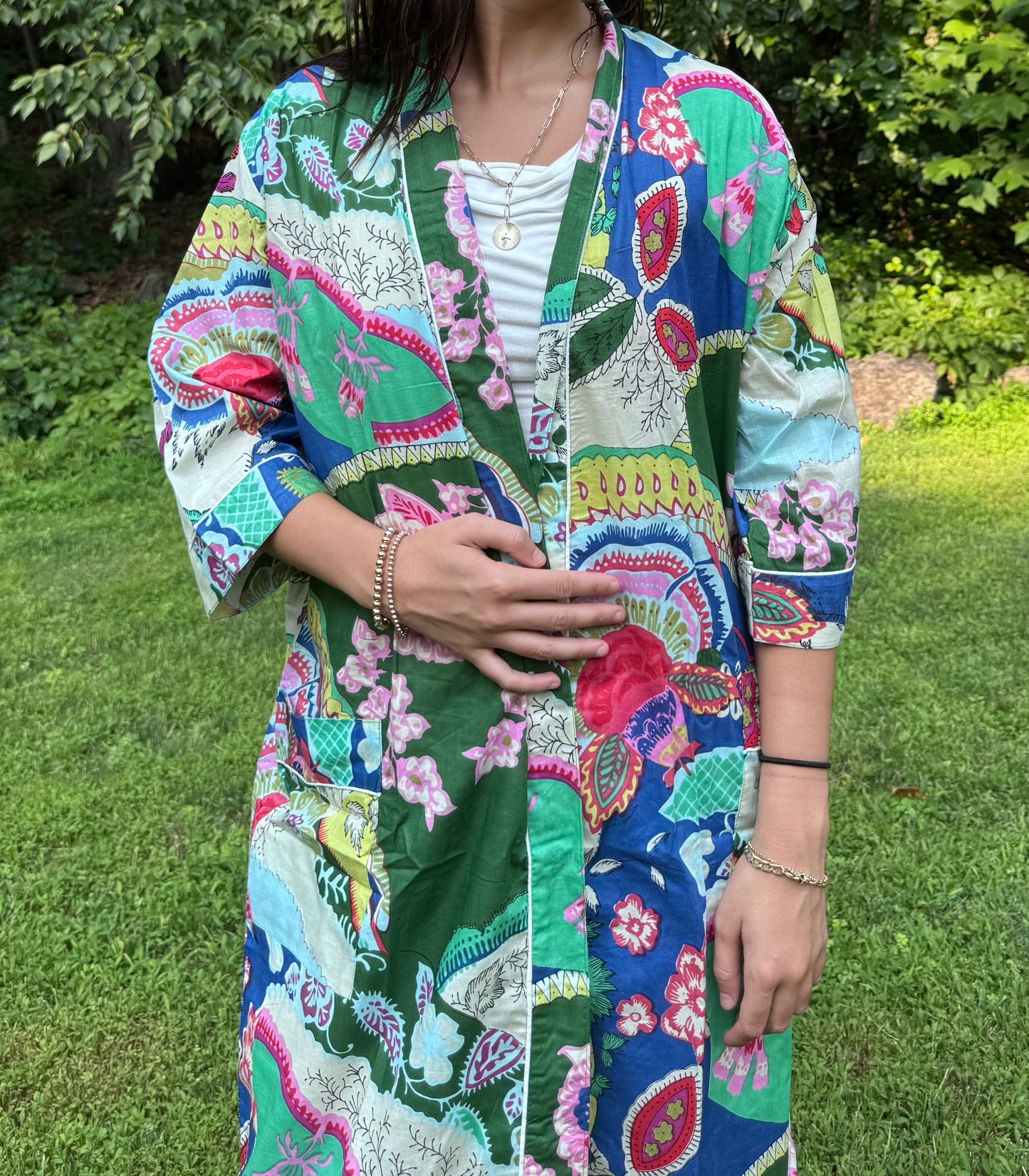 Hand-Block Print Robe | Garden Fusion