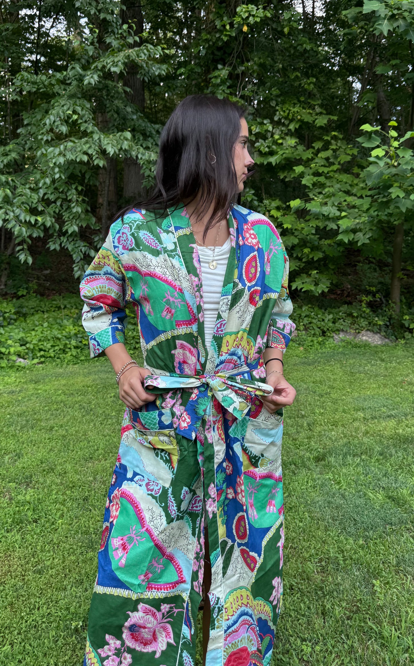 Hand-Block Print Robe | Garden Fusion