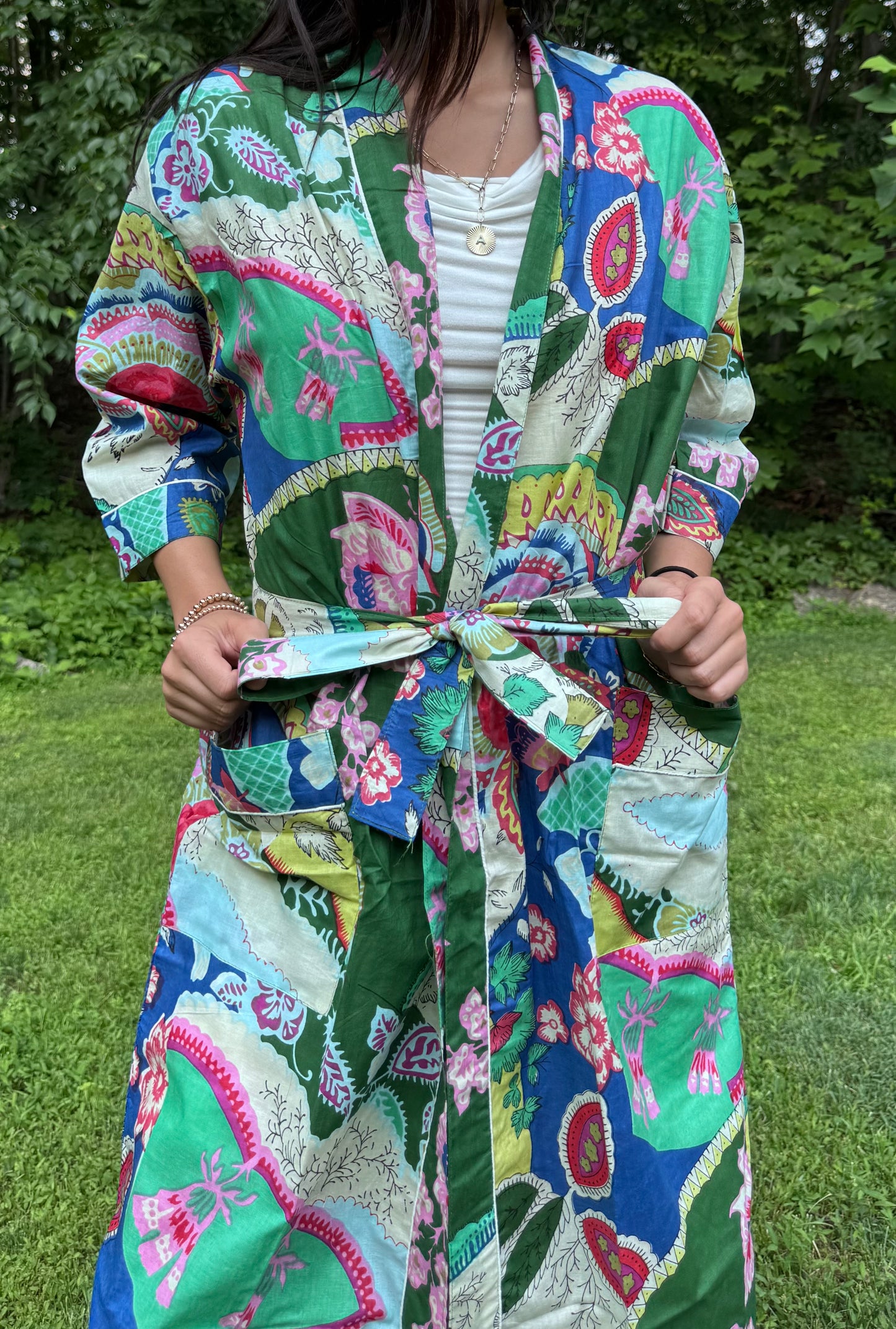 Hand-Block Print Robe | Garden Fusion
