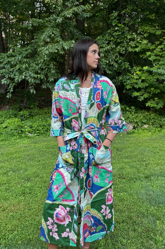Hand-Block Print Robe | Garden Fusion