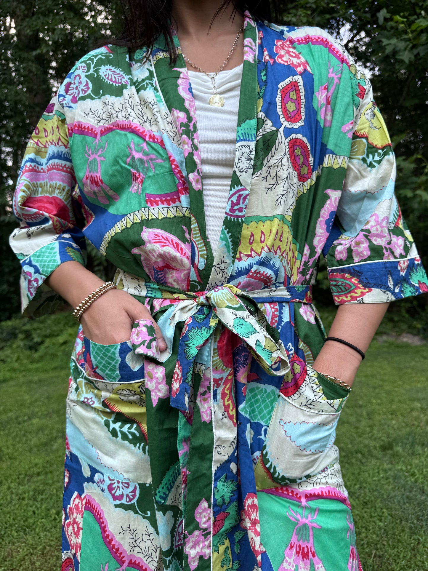 Hand-Block Print Robe | Garden Fusion