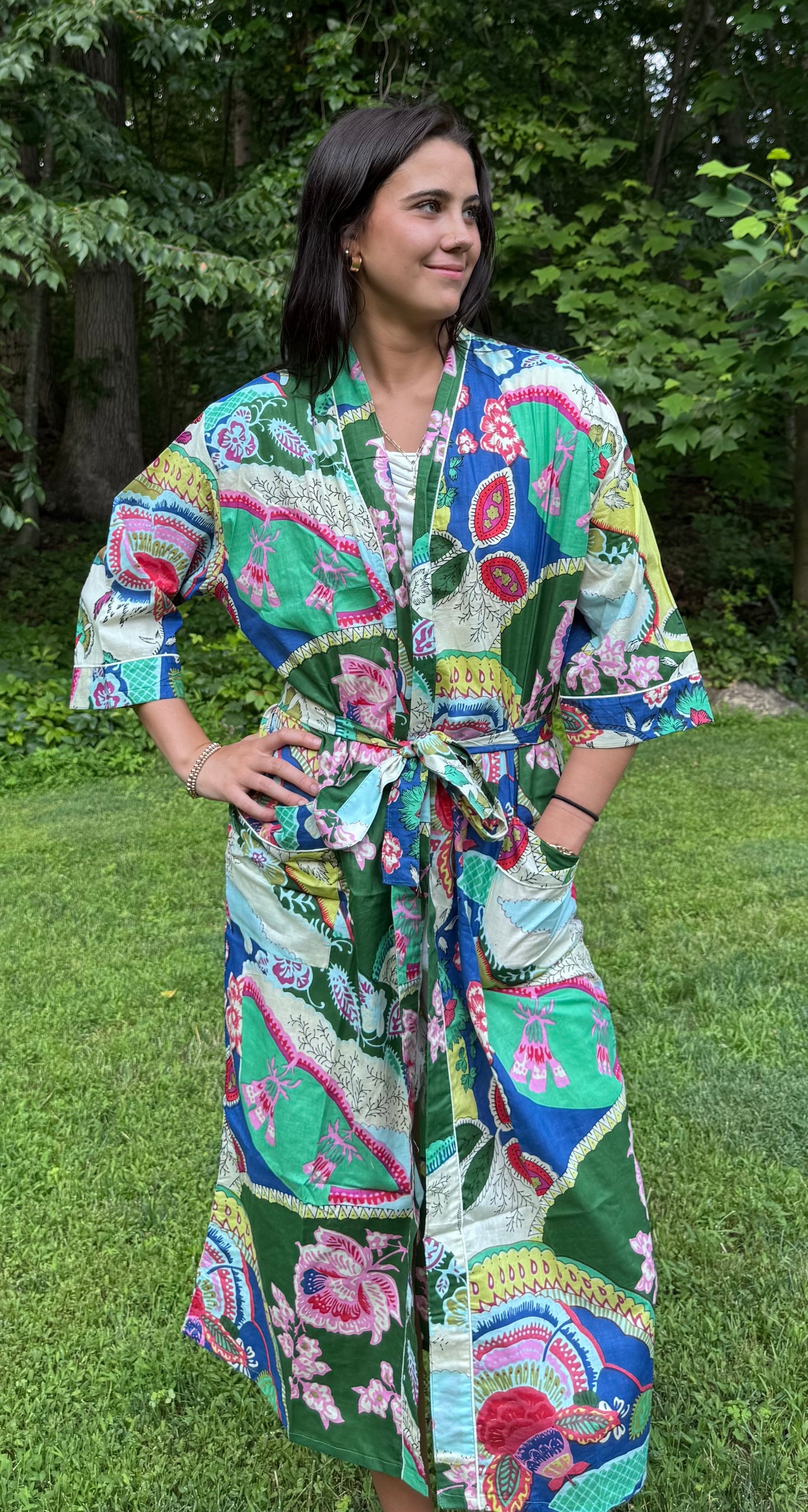 Hand-Block Print Robe | Garden Fusion