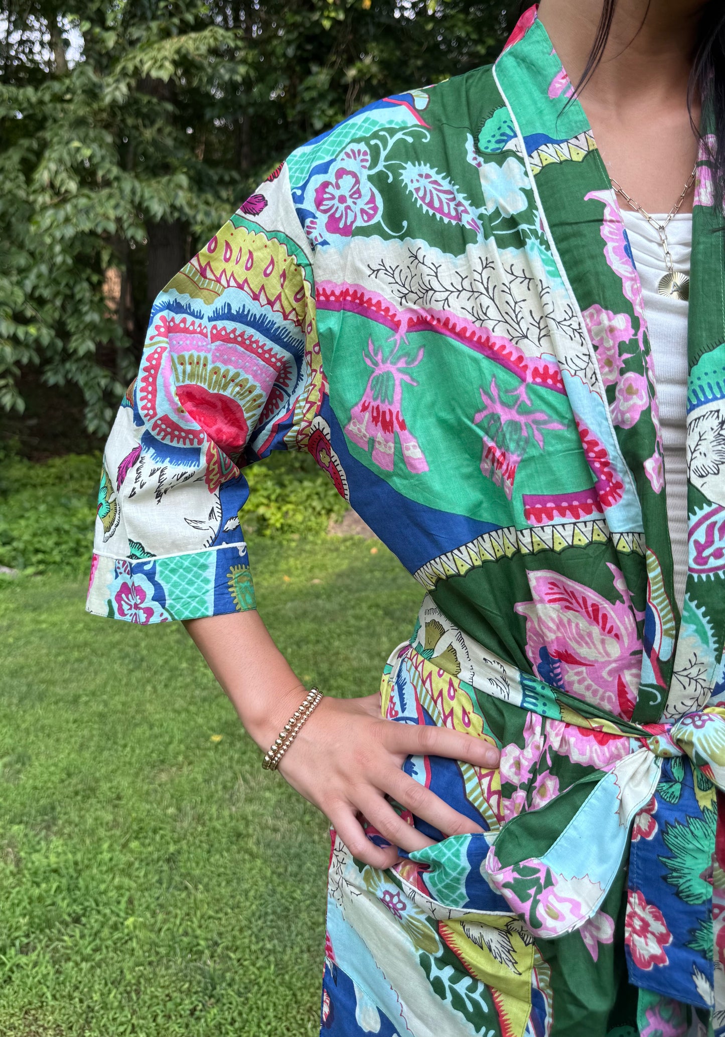 Hand-Block Print Robe | Garden Fusion