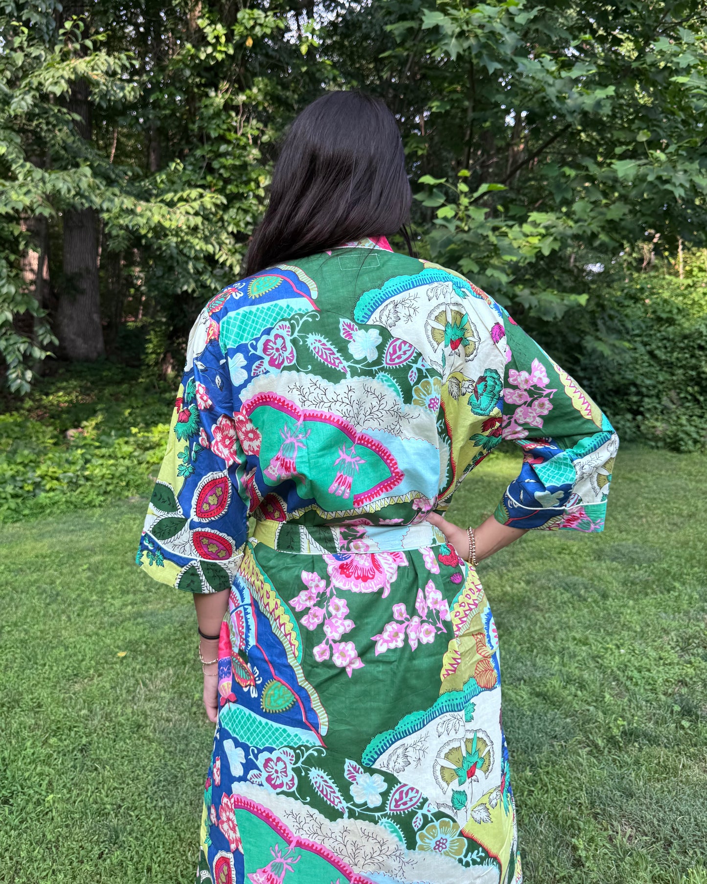 Hand-Block Print Robe | Garden Fusion