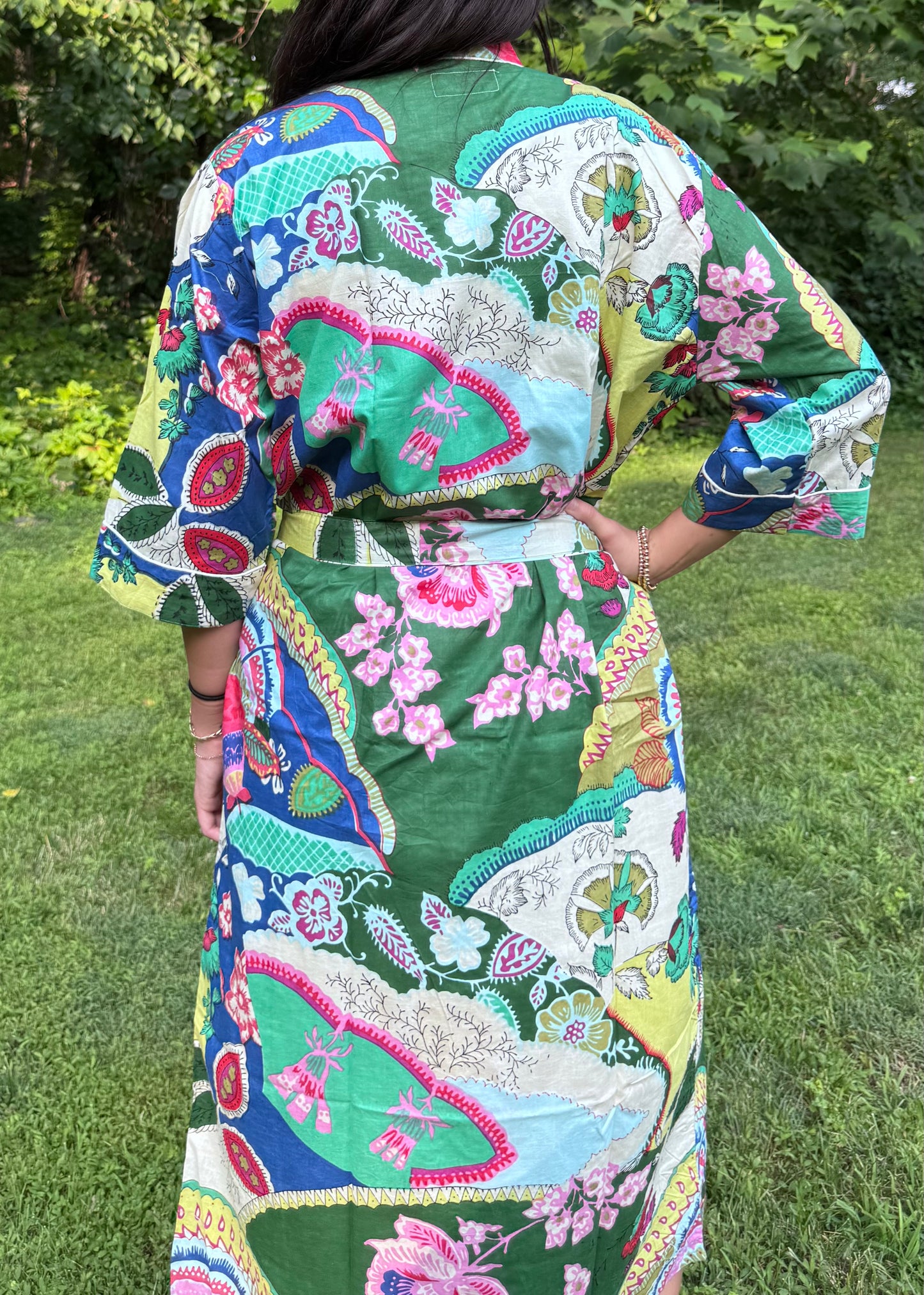 Hand-Block Print Robe | Garden Fusion