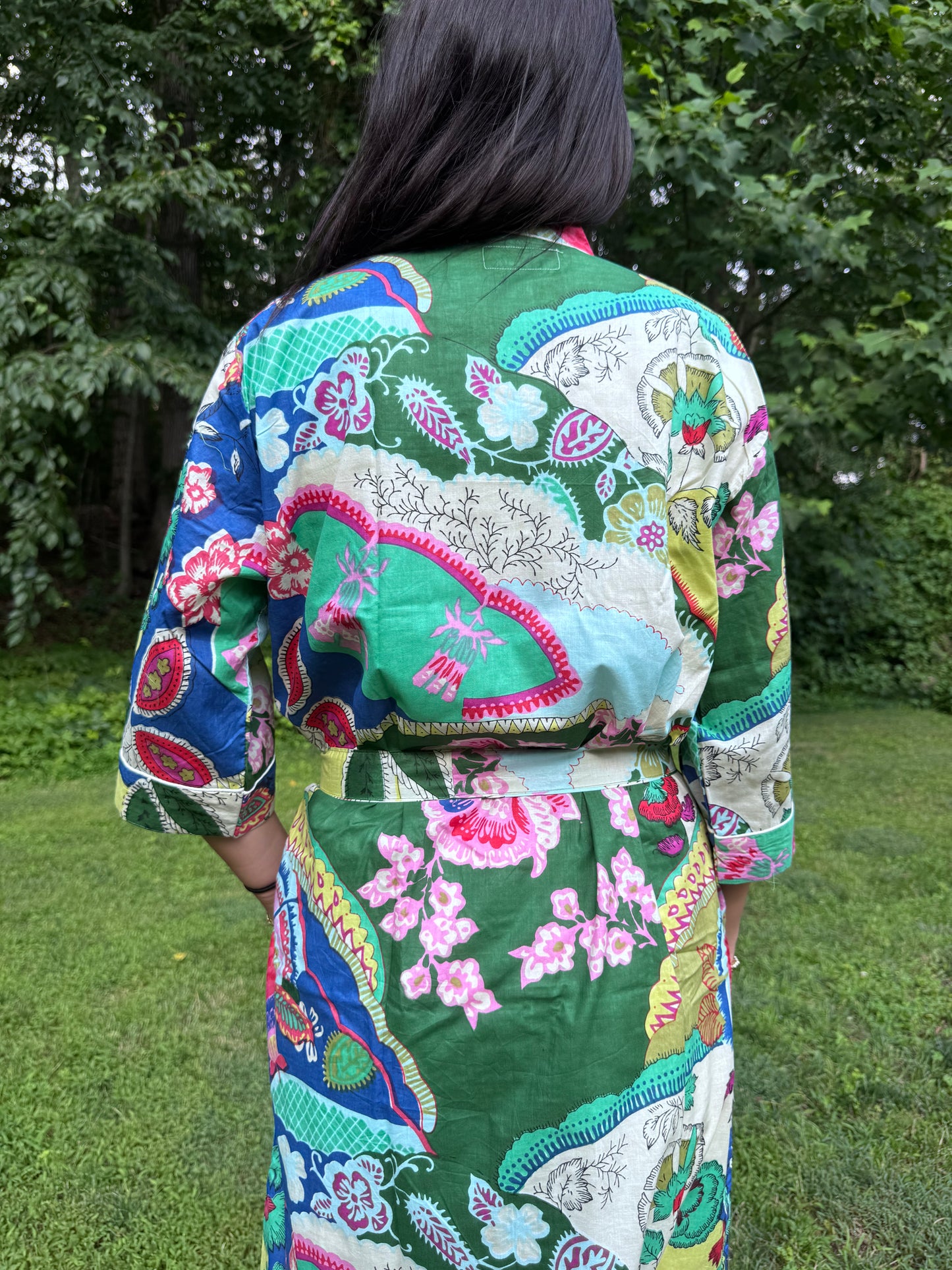 Hand-Block Print Robe | Garden Fusion