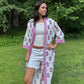 Hand-Block Print Robe | Pink Genda