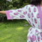 Hand-Block Print Robe | Pink Genda