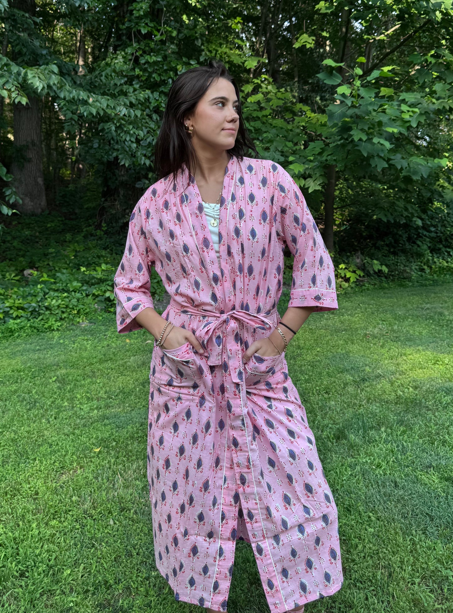 Hand-Block Print Robe | Paisley Kiss