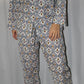 Gray Geometrical Ikat Cotton Pajamas - DharBazaar