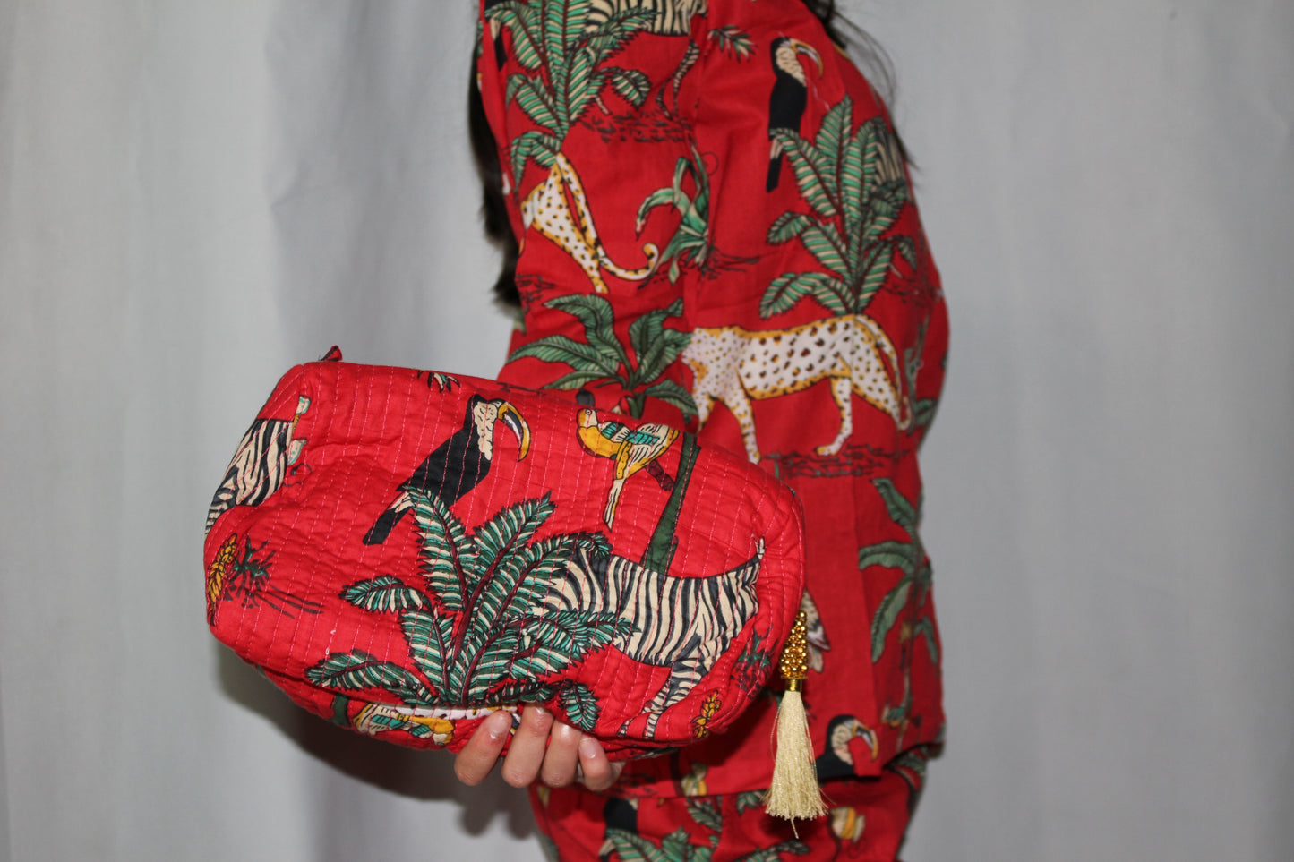 Jungle-Jamas! | Red Pajamas with Lush Jungle Pattern - DharBazaar