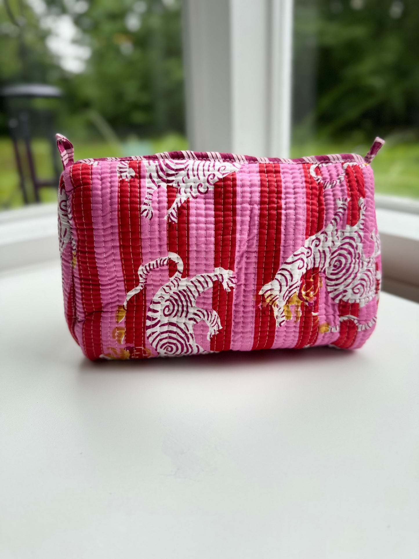 Hand-Block Print Travel Pouch | Set of 3 | Pink Fantasy