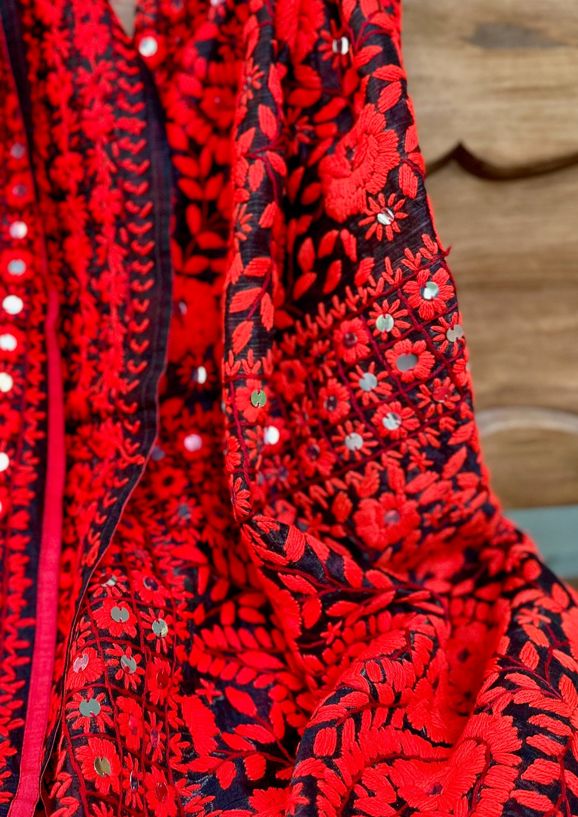 Honor Your Mom with a Special Gift this Mother's Day I Red Shawl I Evening Wrap I Mothers Day Gift I  Embroidery Shawls I Formal Evening Wrap - DharBazaar