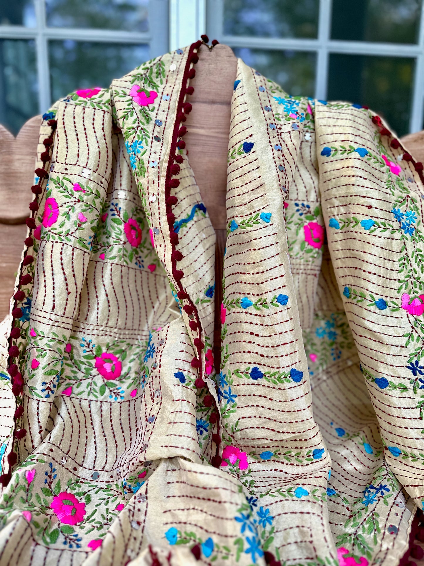 Honor Your Mom with a Special Gift this Mother's Day I Gold & Green Shawl I Evening Wrap I Mothers Day Gift I  Embroidery Shawls I Formal Evening Wrap - DharBazaar