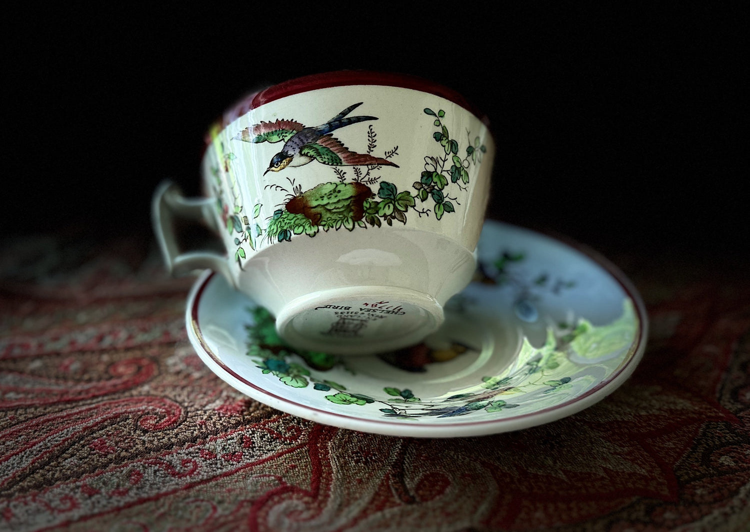 Set of Three Spode Copeland's Chelsea Bird Tea Cups I  Made in England Tea Cups - DharBazaar
