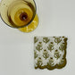 Set of 4 Cocktail Napkins with a Green and Brown Traditional Hand-block Print Design and Scalloped Edge Embroidery |  Cotton Napkins | Wedding Napkins - DharBazaar
