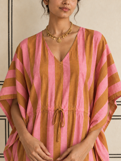 Pink & Gold Stripe Kaftan