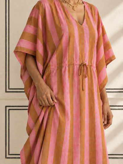 Pink & Gold Stripe Kaftan