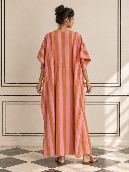 Pink & Gold Stripe Kaftan