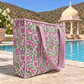 Pink and Green Floral Quilted Tote Bag