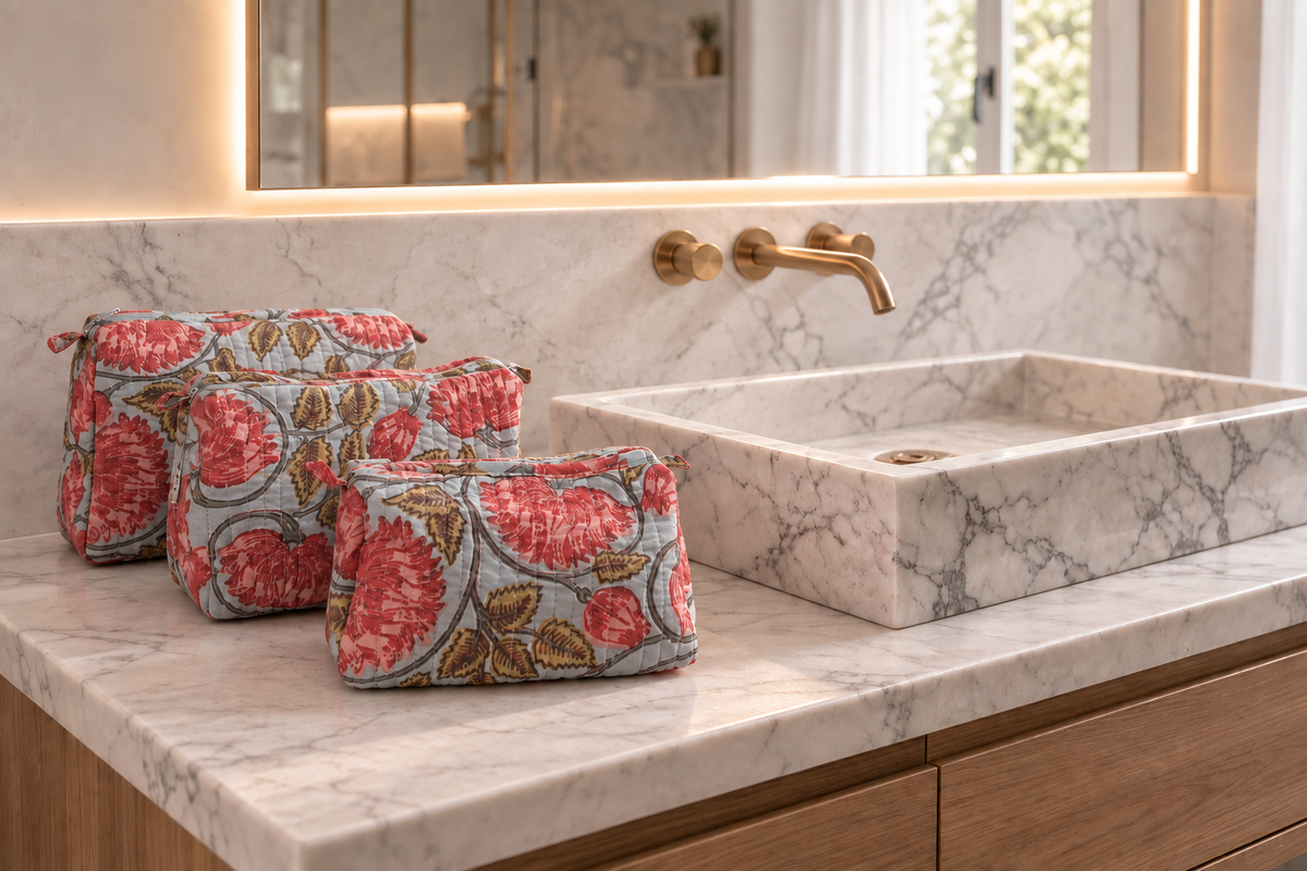 Coral Floral Quilted Toiltery Bar Trio