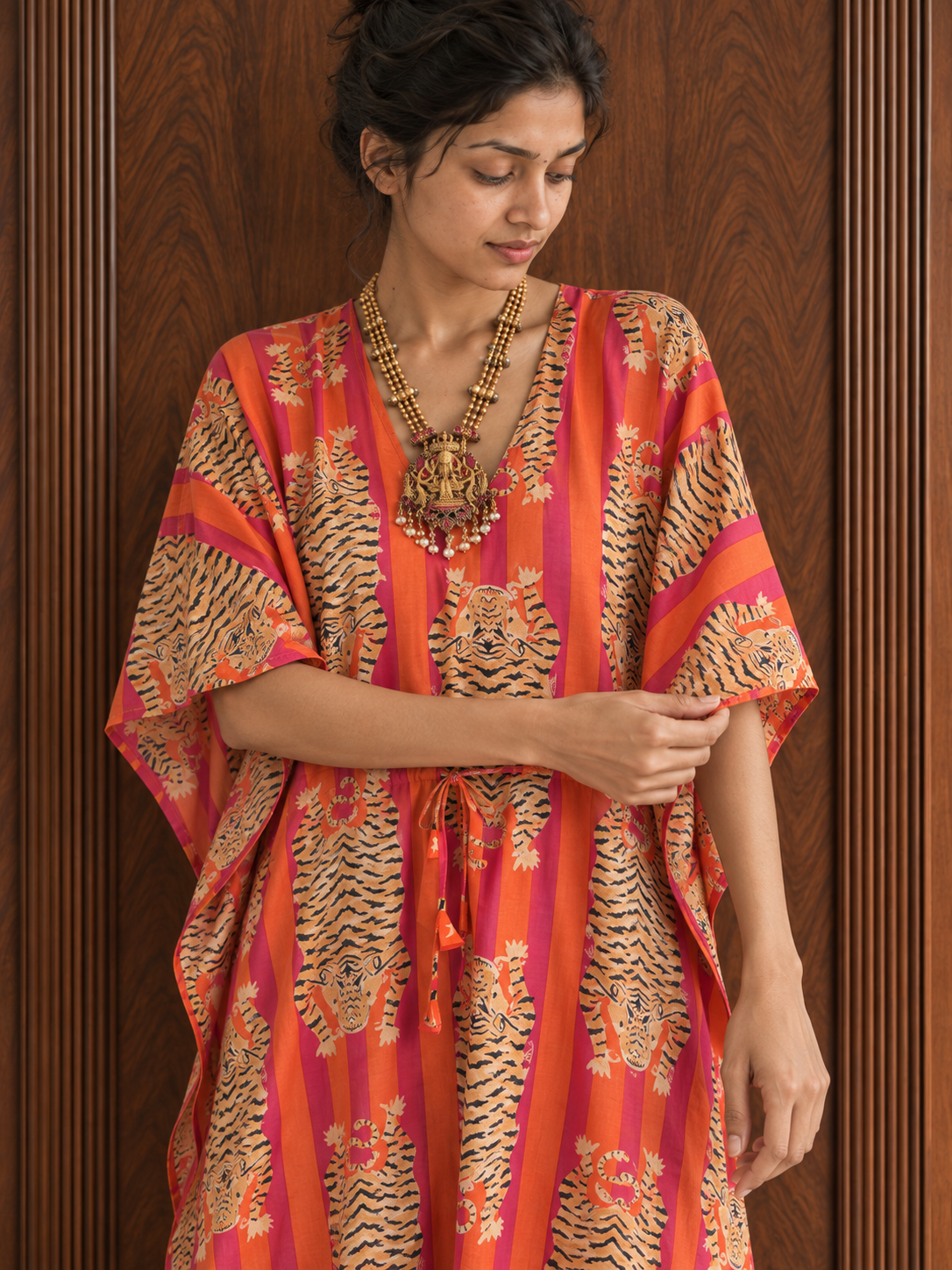 Tibetan Tiger Kaftan With Stripes