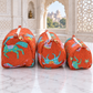 Set of Three Orange Hand-block Printed Travel-Toiletry Bags