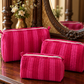 Set of Three Pink Hand-block Printed Travel-Toiletry Bags
