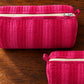 Set of Three Pink Hand-block Printed Travel-Toiletry Bags