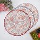 Set of 4 I Red & Blue Round Scalloped Edge Embroidered Placemat I Table Mats I Cotton Placemat I Table Linen I Tablecloth - DharBazaar
