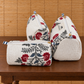 Set of Three White and Red Hand-block Printed Travel Bags