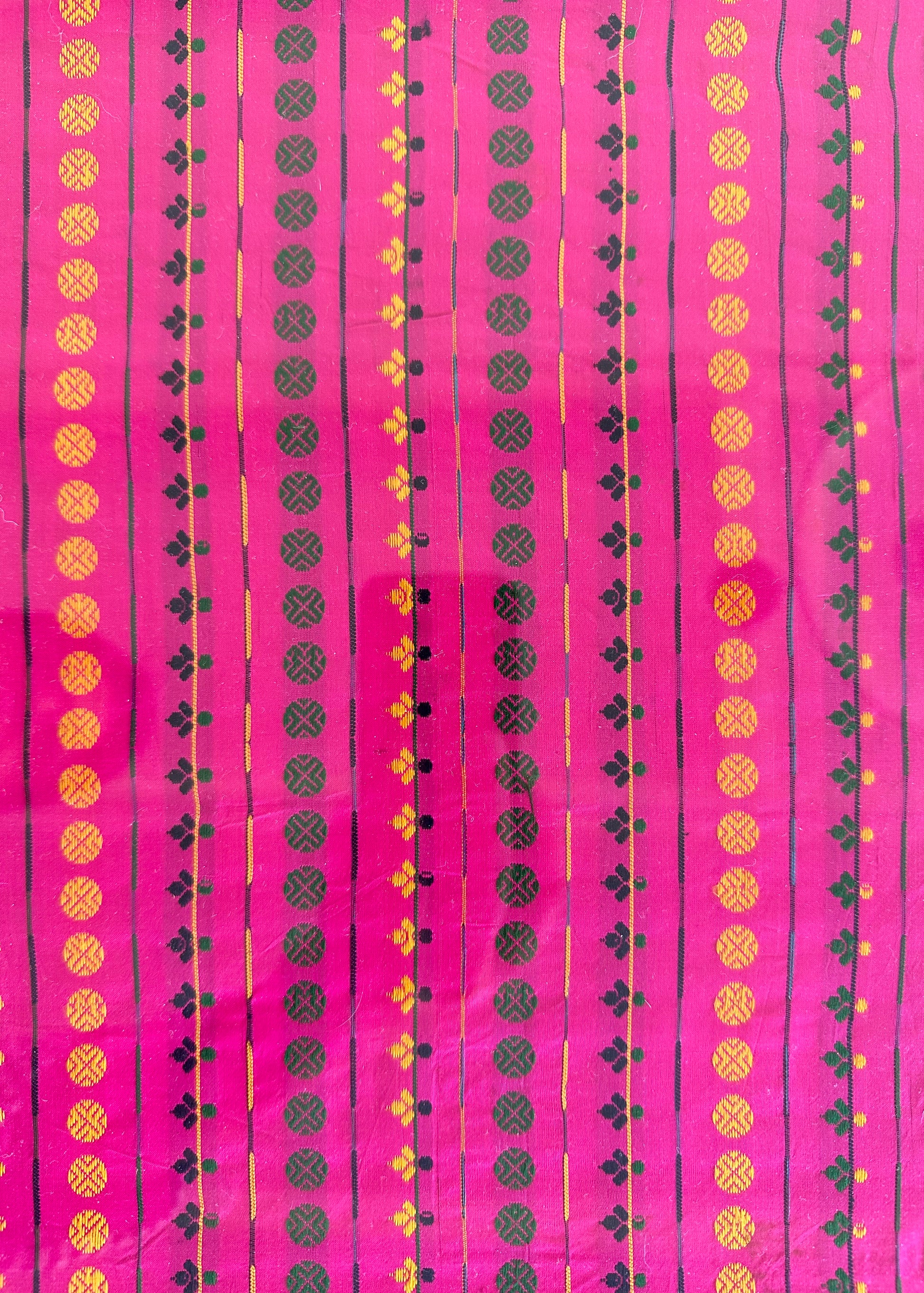 Pink vintage brocade sari remnant in a floating gold frame #SariRecycled #BrocadeSari - DharBazaar