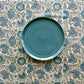 Handblock Printed Tablecloth in Blue and Green with Mughal Floral Pattern - DharBazaar
