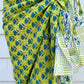 Green Block Print Cotton Sarong, Cotton Summer Scarf, Beachwear, Swimsuit Coverup, Bachelorette Gift - DharBazaar