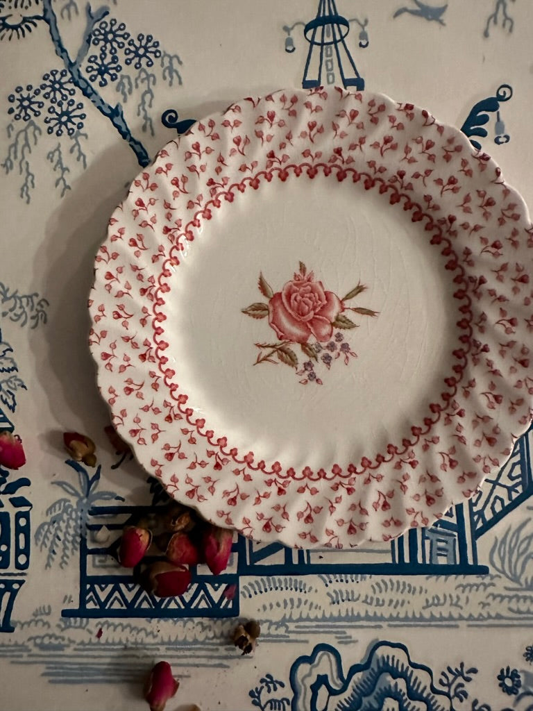 Set of 9 Rose Bouquet pattern bread plates by Johnson Brothers - DharBazaar