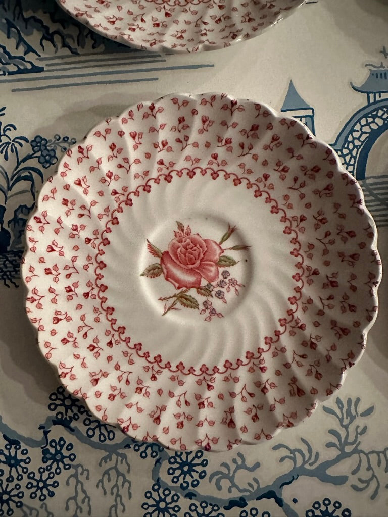 Set of 9 Rose Bouquet pattern bread plates by Johnson Brothers - DharBazaar