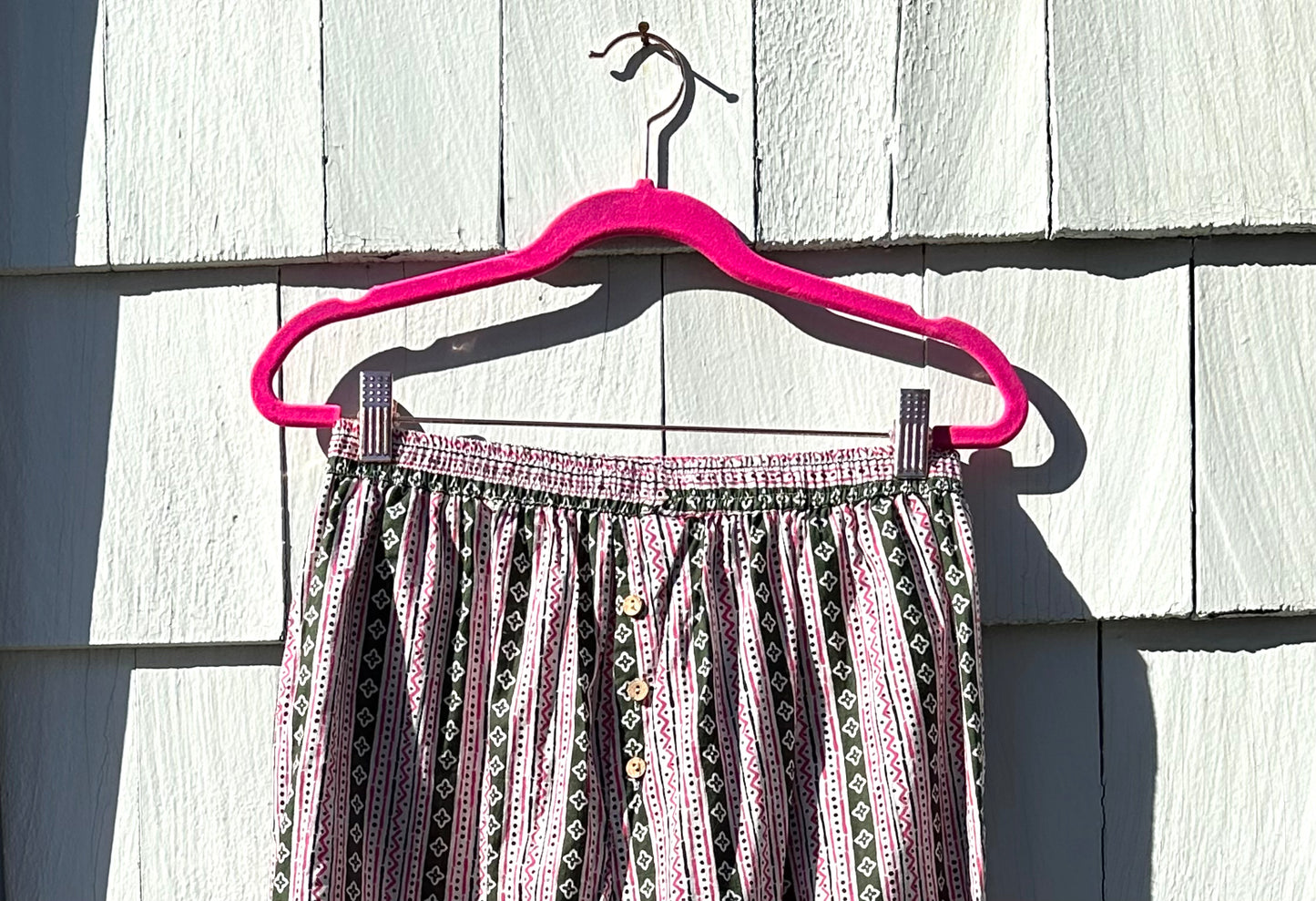 Mens Cotton Hand-block Print Pajamas in Pink, black and White Pattern - DharBazaar