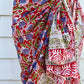 Blue and Red Block Print Cotton Sarong, Cotton Summer Scarf, Beachwear, Swimsuit Coverup, Bachelorette Gift - DharBazaar