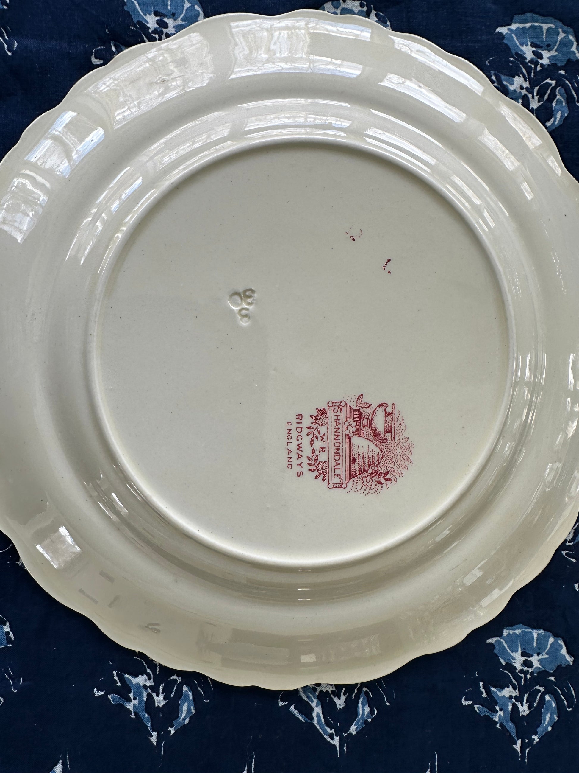 Set of 12 antique red and white transferware salad plates made by William Ridgway in 1830's - DharBazaar