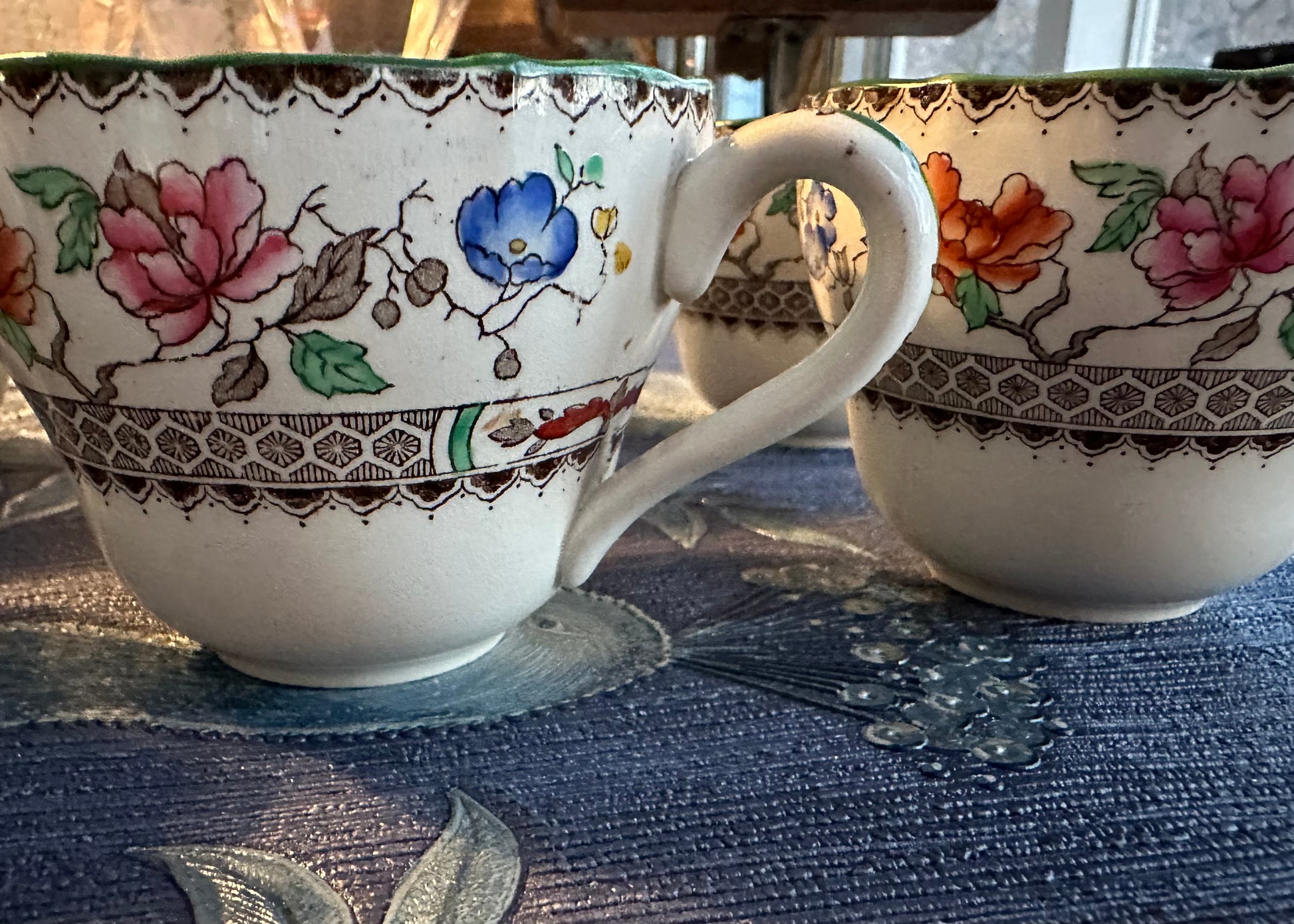 Set of 8 Spode Copeland Chinese Rose Tea Cups #ChineseRose #SpodeCopeland #VintageTeaCups - DharBazaar
