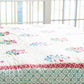 Hand-block Printed Reversible Double Comforter with Blue and Pink Flowers - DharBazaar
